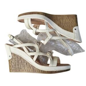 Off White Cage Platform Cork Wedge Heeled Sandals Aerosoles Popularity Size 11